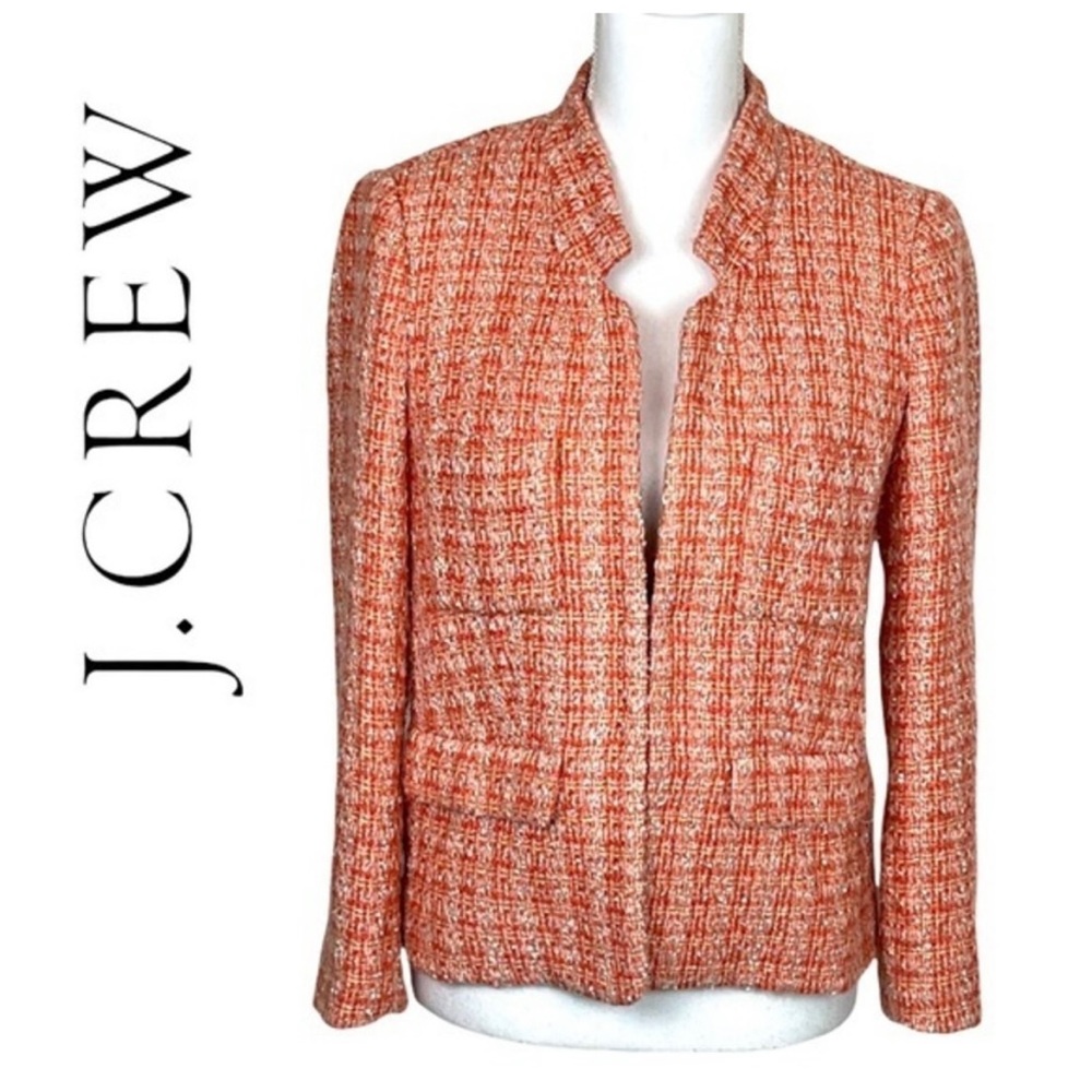 J Crew tweed orange metallic blazer size 8 perfect condition
